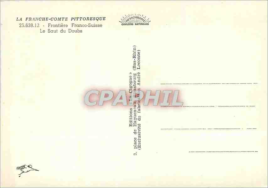 CPM Le Franche Comte Pittoresque Frontiere Franco Suisse Le Saut du Doubs  — Rückseite