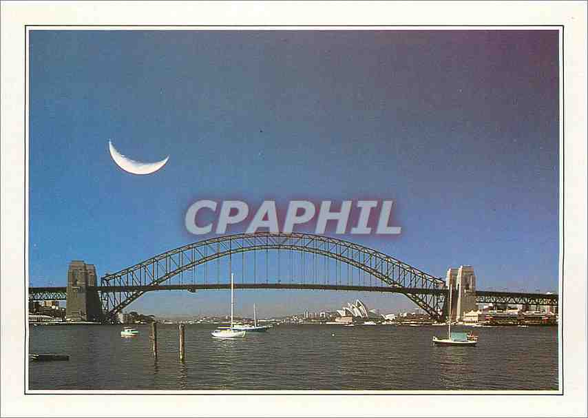 Sydney — Pont Harbour Bridge sous croissant de lune — CPAPHIL