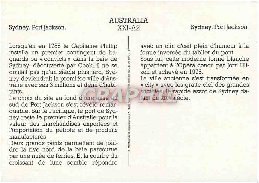 Sydney — Pont Harbour Bridge sous croissant de lune — CPAPHIL — Rückseite