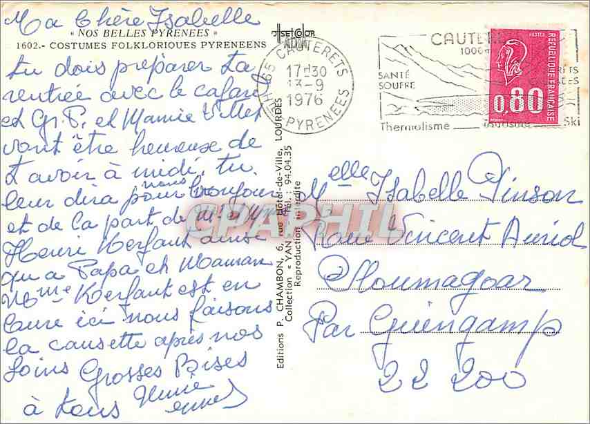 CPM Nos belles Pyrenees Costumes Folkloriques Pyreneens  — Verso