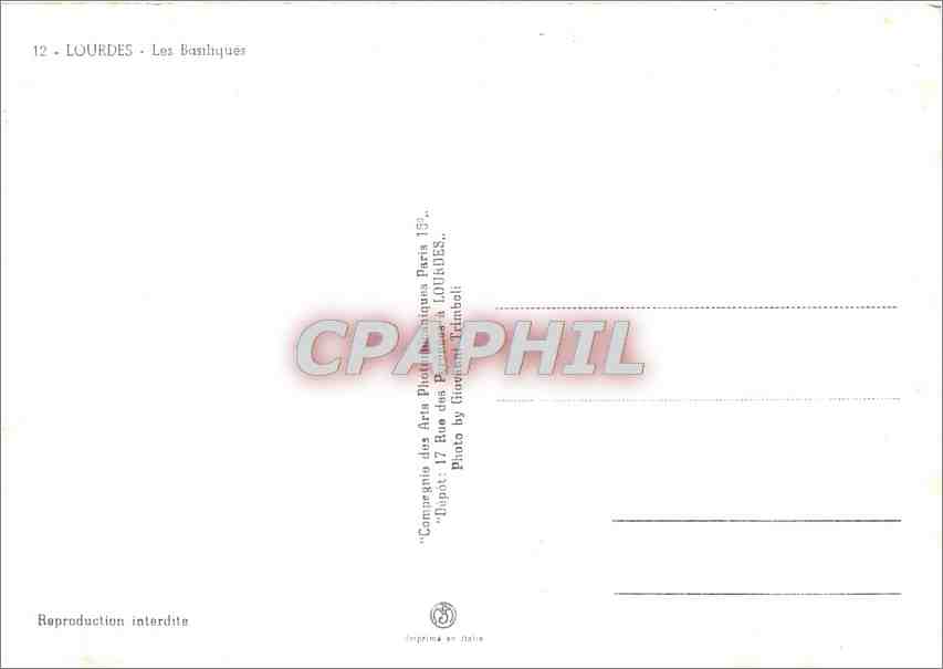 CPM Lourdes Les Basiliques  — Verso