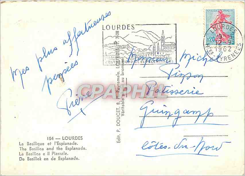 CPM Lourdes La Basilique et l'Esplanade  — Verso