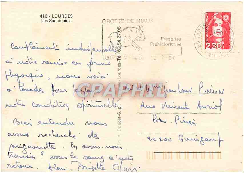 CPM Lourdes Les Sanctuaires  — Verso