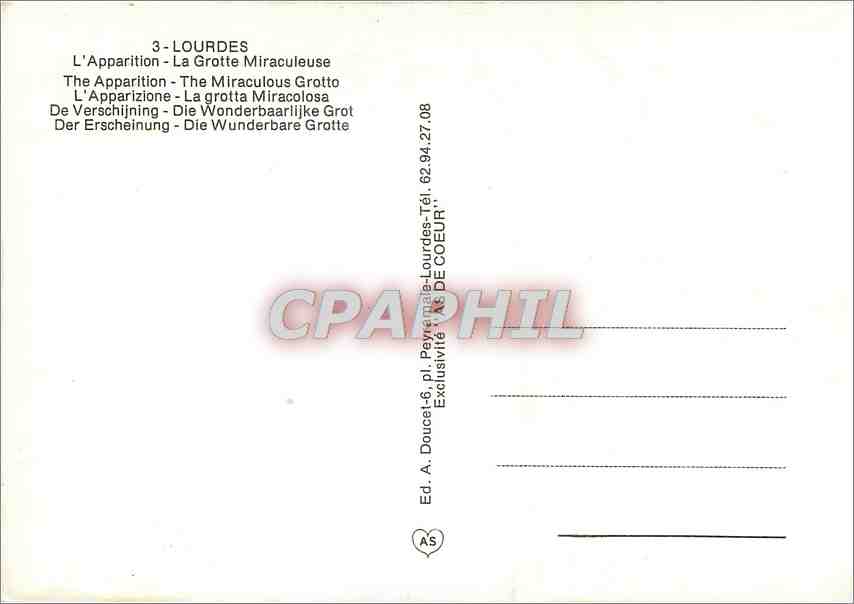 CPM Lourdes L'Apparition La Grotte Miraculeuse  — Verso