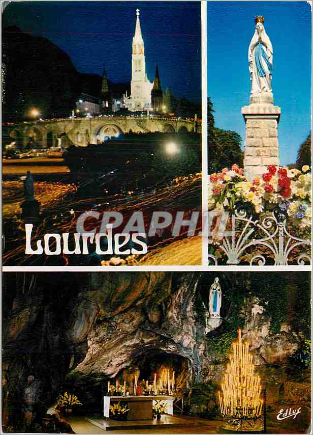 CPM Lourdes La Basilique la Vierge couronnee et la Grotte 