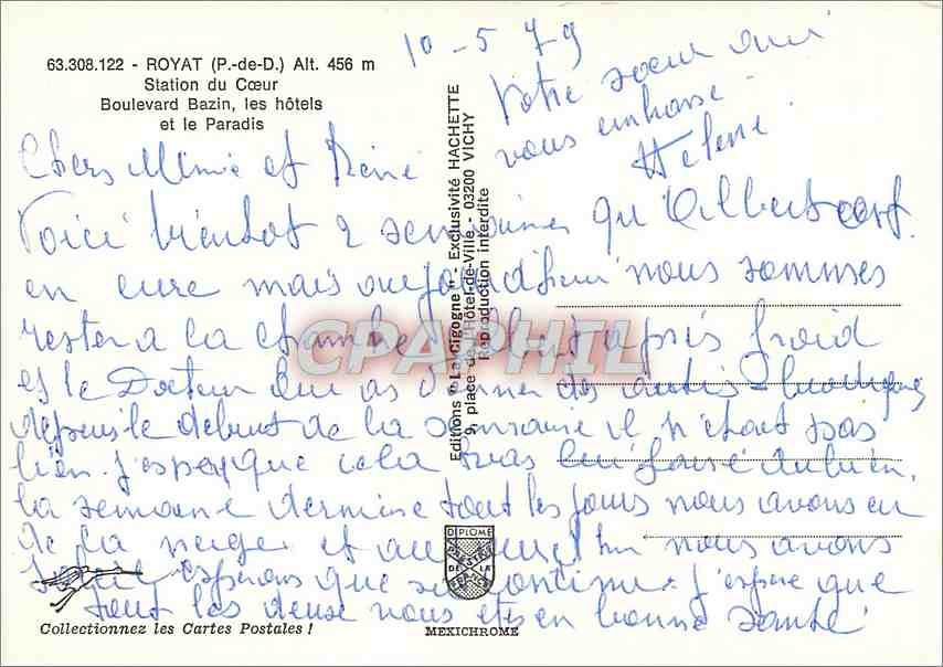 CPM Royat P de D Statin du Coeur Boulevard Bazin les hotels et le paradis  — Rückseite