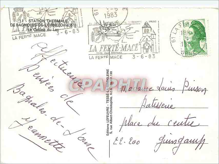 CPM Station thermale de Bagnoles de l'Orne Orne Le Casino du Lac  — Rückseite