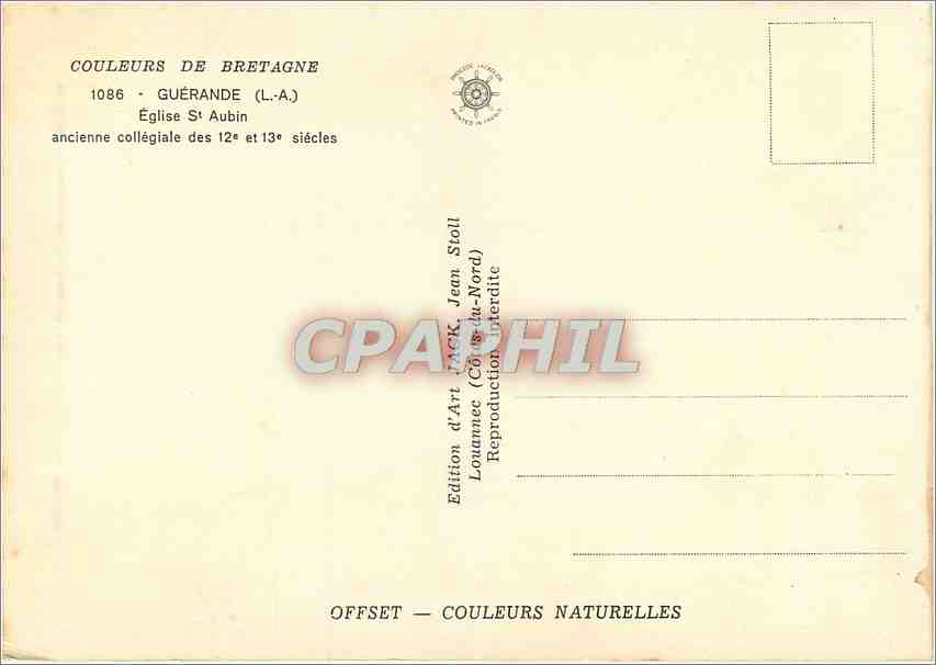 CPM Guerande Eglise St Aubin ancienne collegiale  — Rückseite