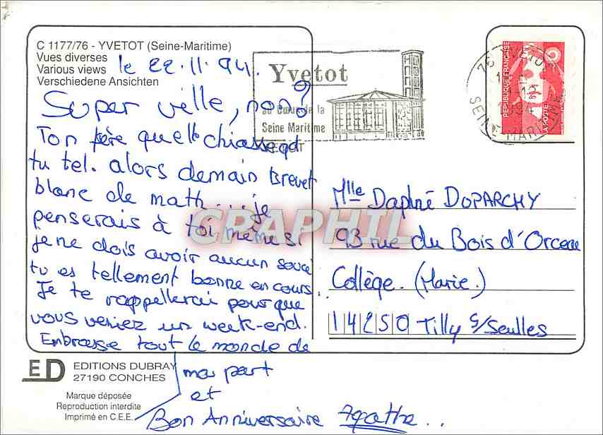 CPM Yvetot Seine Maritime Vues diverses  — Rückseite