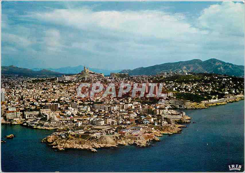 CPM Marseille B du R Vue aerienne Notre Dame de la Garde et la Corniche 