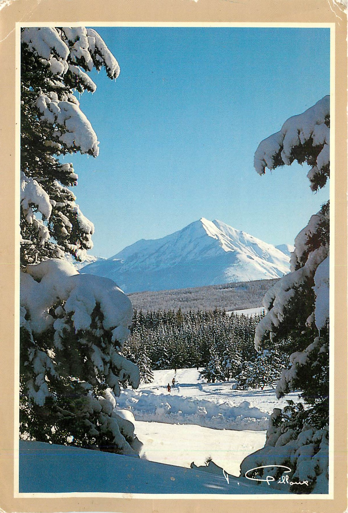 CPM L'hiver en montagne Cadre de neige 