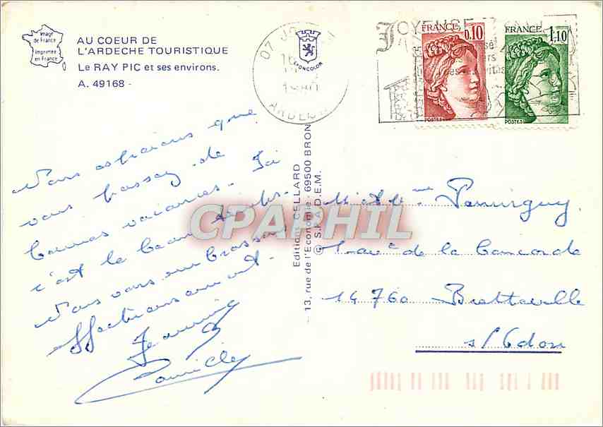 Au Cœur de l'Ardeche Touristique — Montpezat, Cascade du Ray-Pic, Château de Boulogne, etc. — Édition Cellard — Reverso