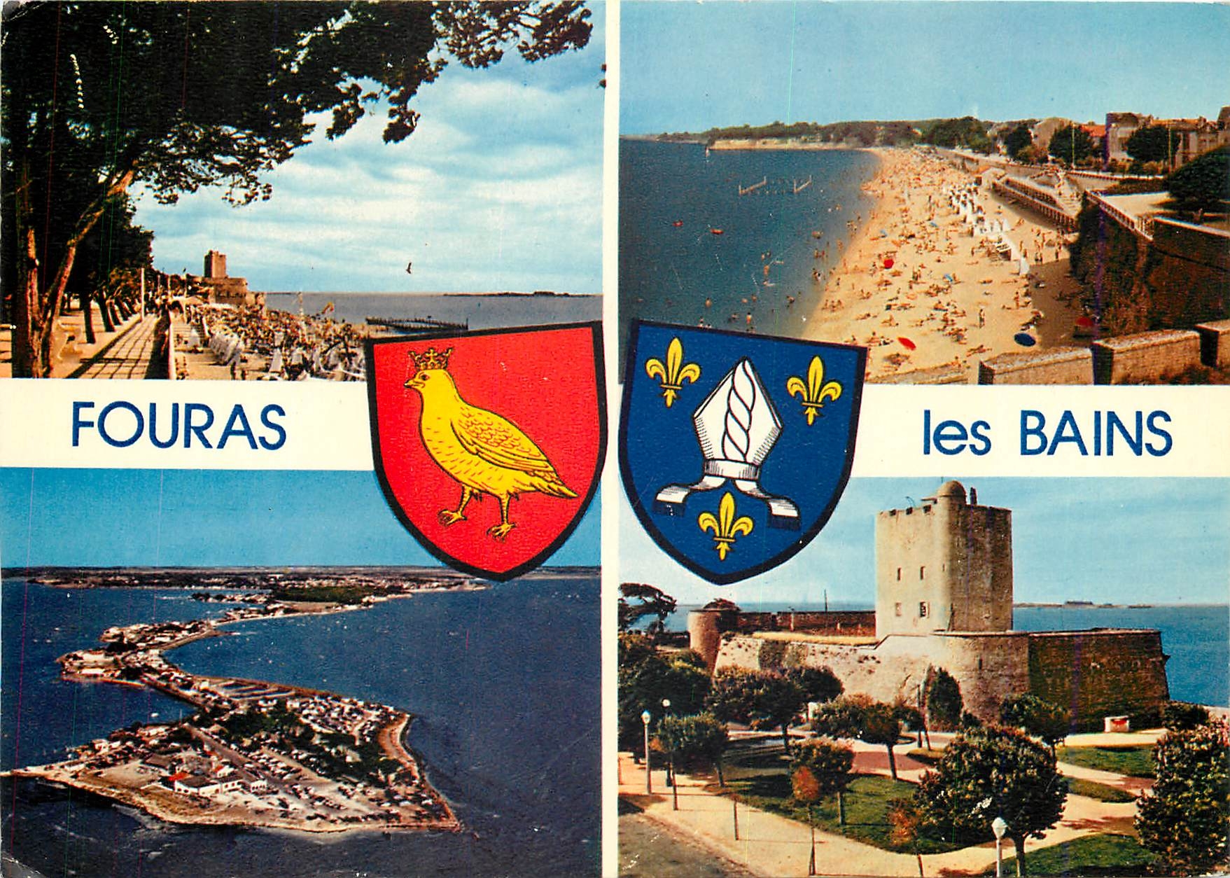 CPM Fouras Charente Maritime La Grande Plage et le fort La Grande Plage 