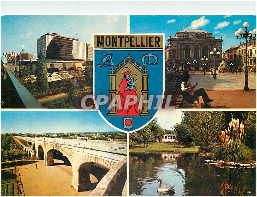 Montpellier (Hérault) — Place de l'Œuf — Jardins de l'Esplanade — Carte postale CPAHIL N°87