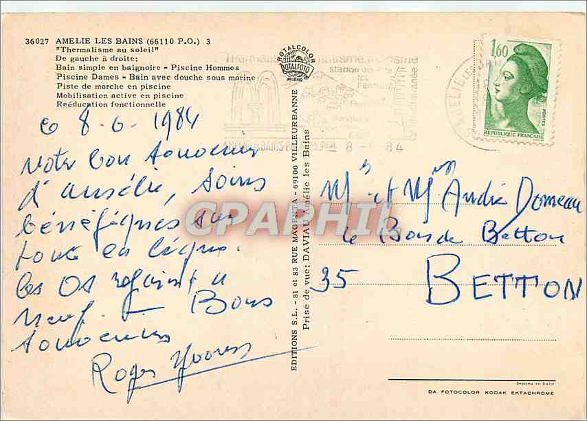 CPM Amelie les Bains Thermalisme au soleil De gauche a droite Bain simple en baignore Piscine Hommes — Rückseite