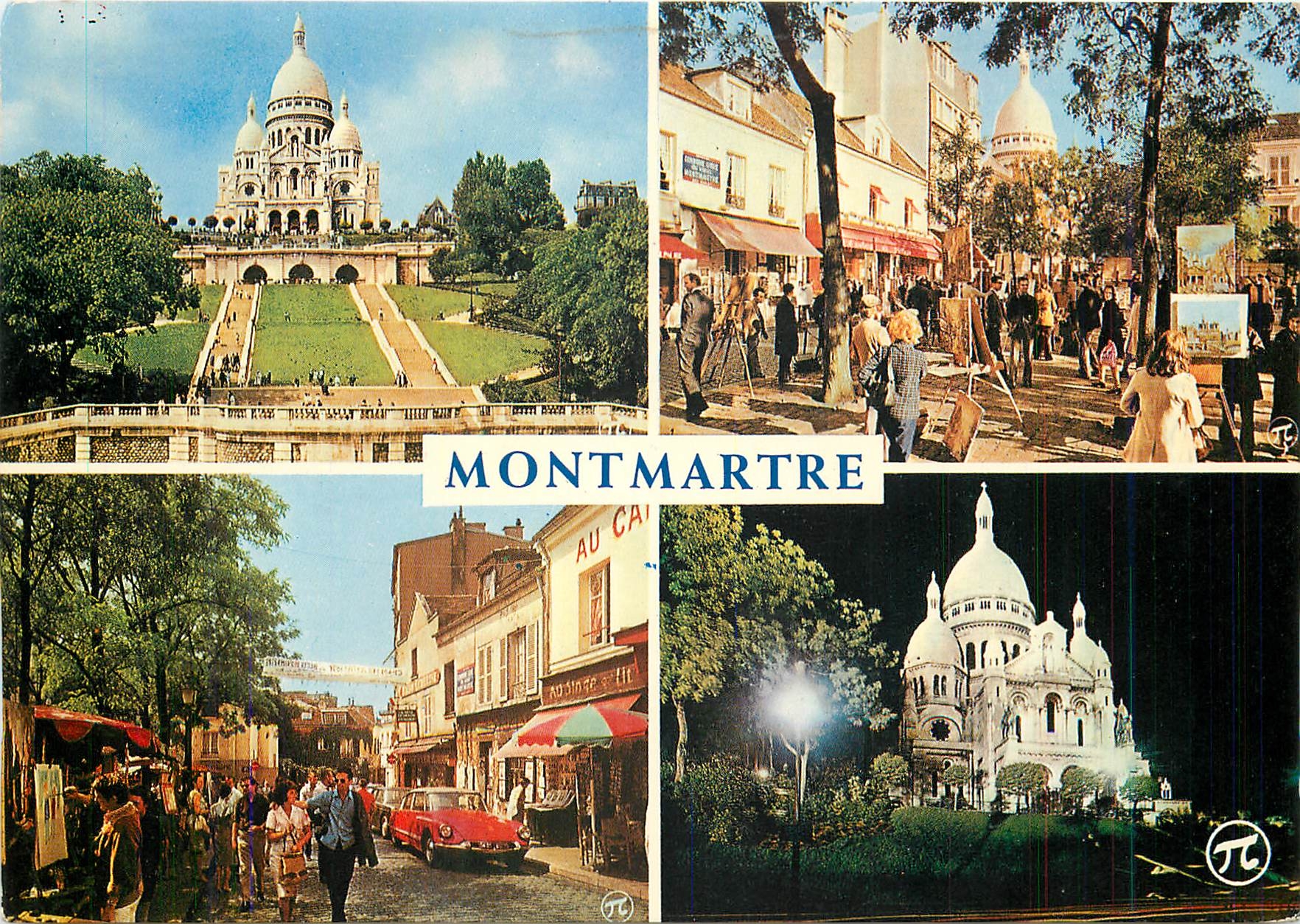 CPM Montmartre Sous le Ciel de Paris La Basilique du Sacre Coeur et La Place du Tertre 