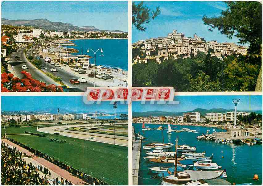 CPM Cagnes Cote d'Azir French Riviera La Plage Le vieux Village L'hippondrome Le Vieux port 