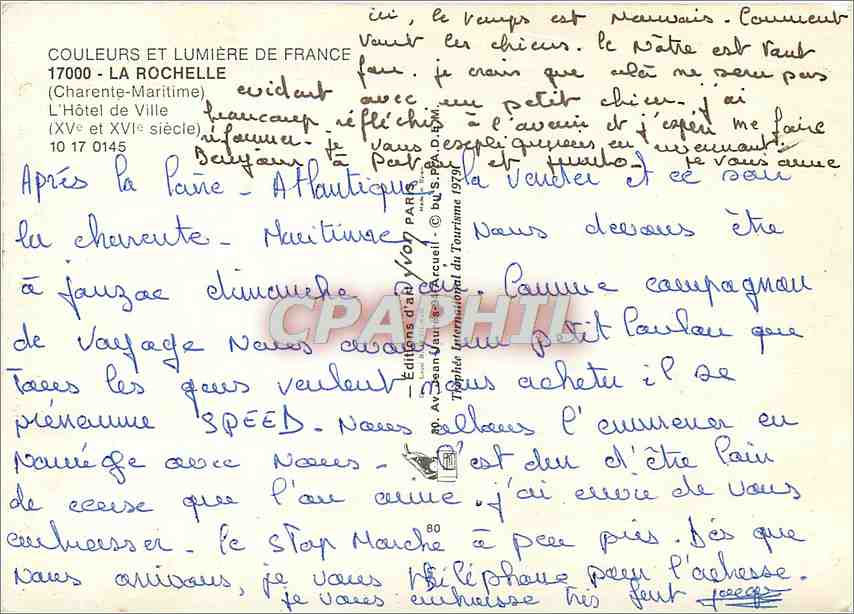 CPM La Rochelle Charente Maritime L'Hotel de Ville  — Verso