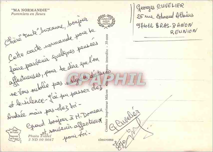 CPM Ma Normandie Pommiers en fleurs  — Rückseite