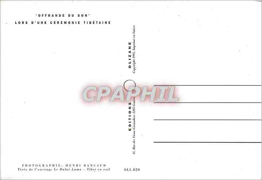 CPM Offrande du Son Lors d'une Ceremonie Tibetaine  — Rückseite