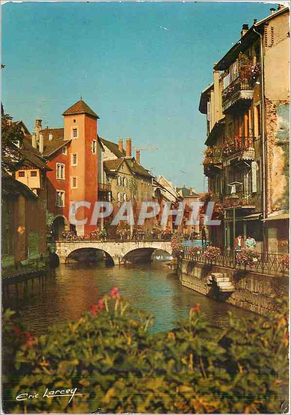 Canal du Thiou et Pont Morens — Annecy — éditeur Eric Larcey, n° de série non visible