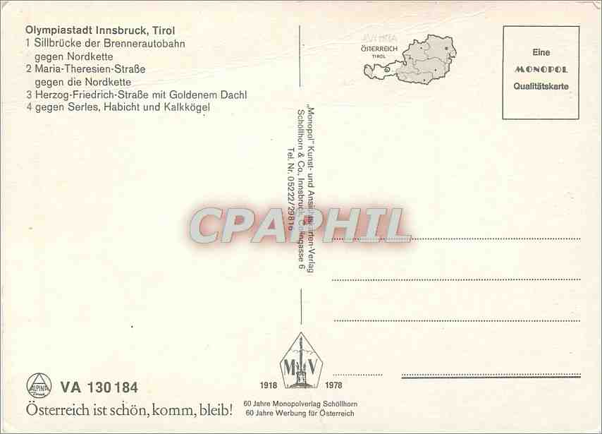 CPM Olympiastadt Innsbruck Tirol  — Rückseite