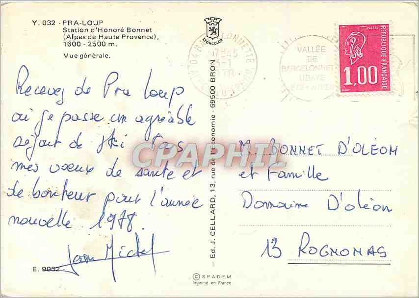 CPM Pra Loup Station d'Honore Bonnet Alpes de Haute Provence Vue generale  — Verso