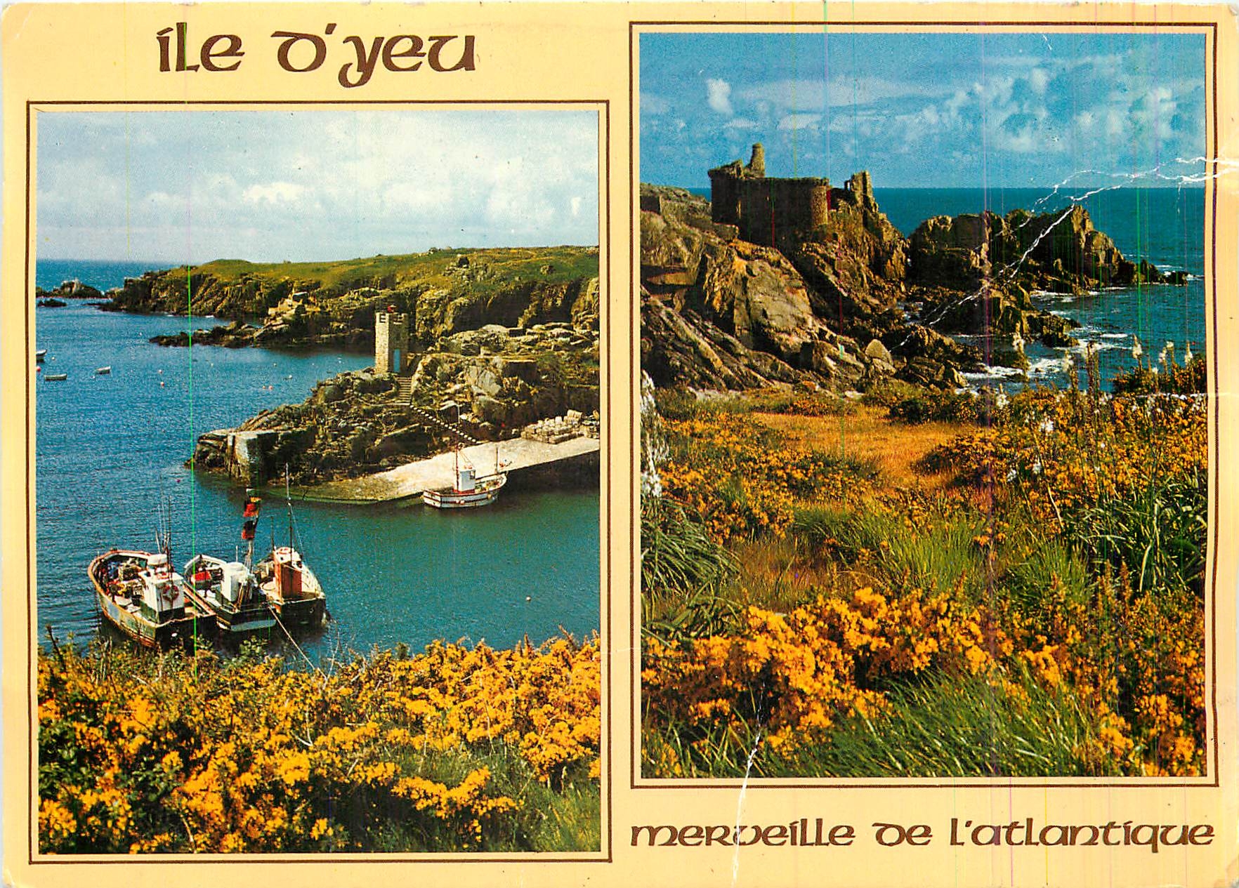 CPM Merveille de l'Atlantique Ile d'Yeu Le port de la Moule et le vieux chateau 
