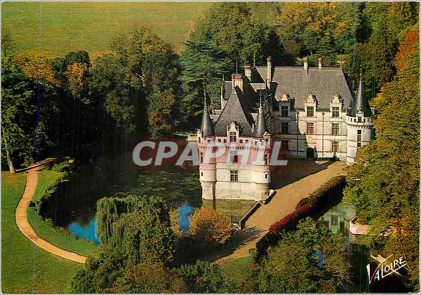 CPM Azay le Rideau Indre et Loire Vue aerienne du chateau et de l'Indre 