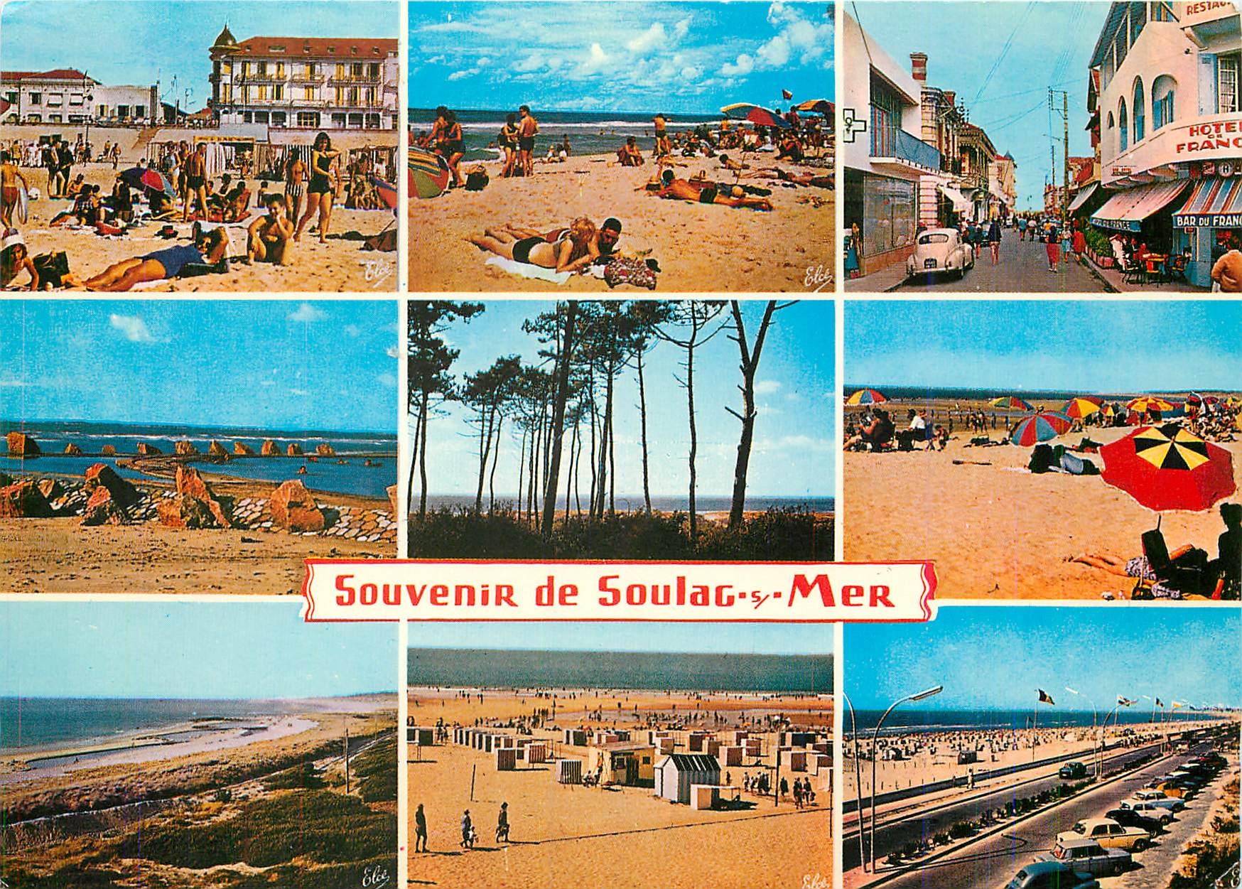 CPM Soulac sur Mer Gironde de gauche a droite La Baignade au fond le nouveau Boulevard La Plage La R