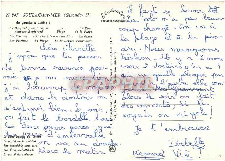 CPM Soulac sur Mer Gironde de gauche a droite La Baignade au fond le nouveau Boulevard La Plage La R — Rückseite