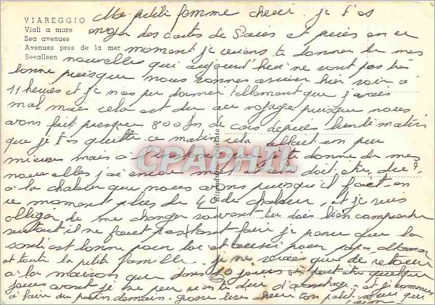 CPM Viareggio Avenues pres de la mer  — Rückseite