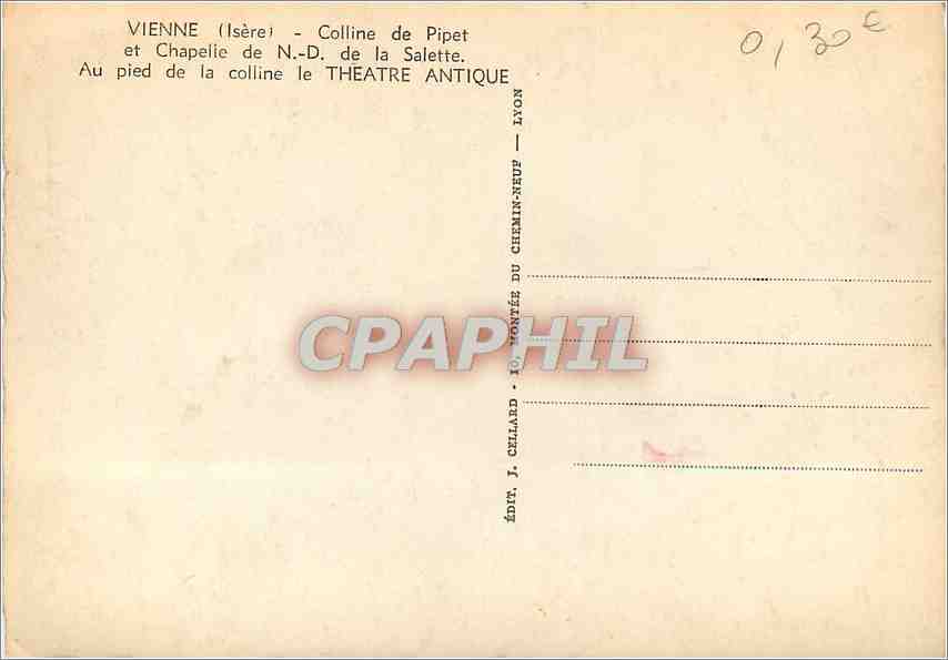 CPM Vienne Isere Colline de Pipet et Chapelle de ND de la Salette Au pied de la colline le Theatre A — Rückseite