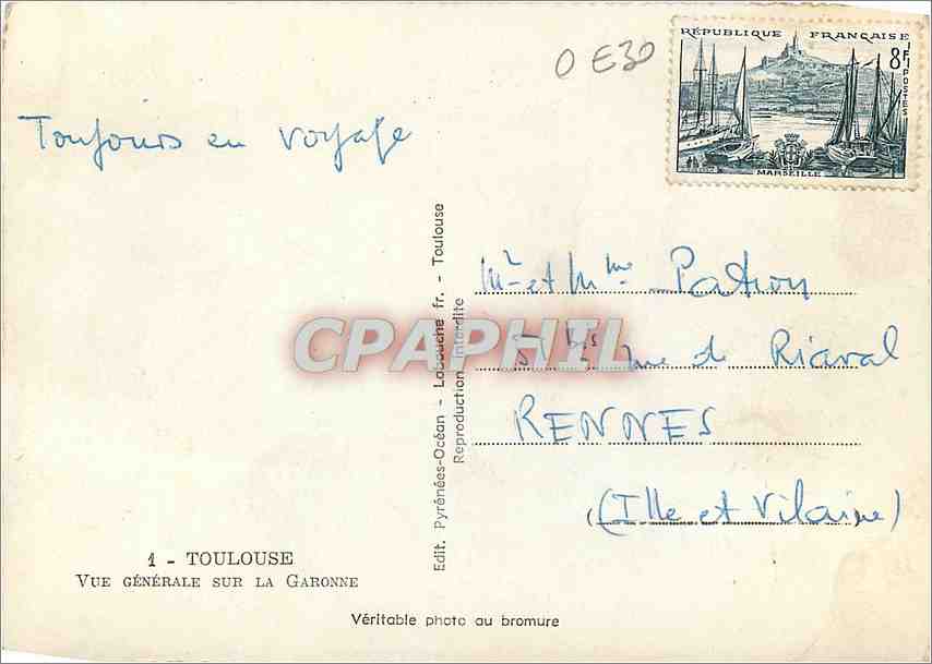 Toulouse — Vue générale sur la Garonne — Édit. Pyrénées-Océan — Rückseite