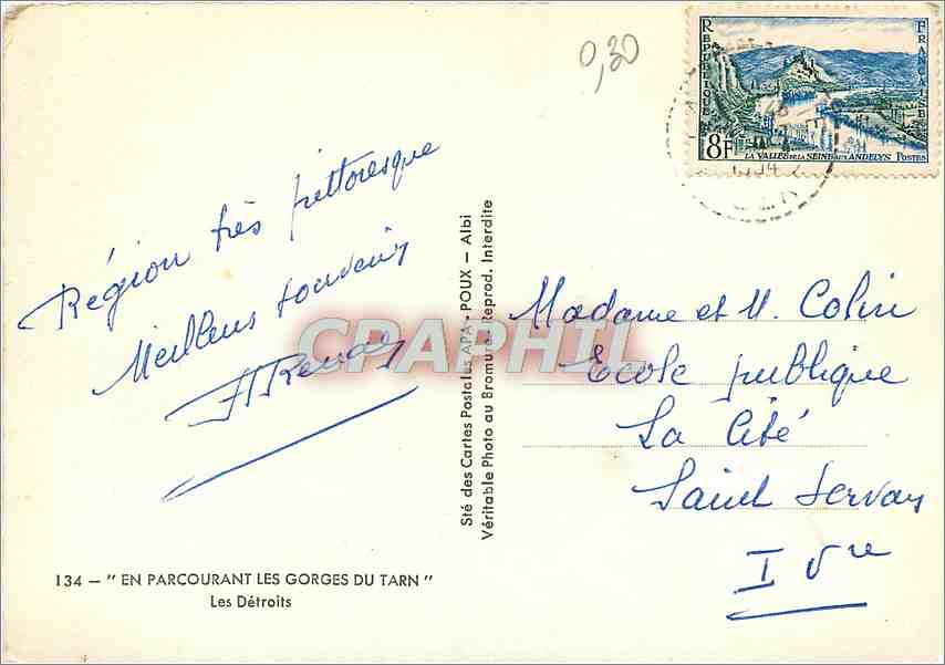CPM En Parcourant Les Gorges du Tarn Les Detroits  — Rückseite