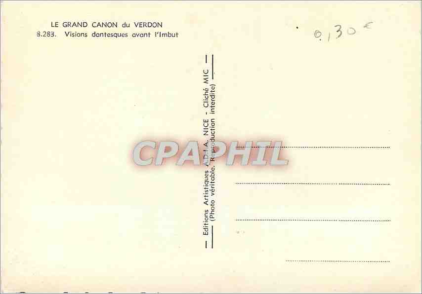 CPM Le Grand Canon du Verdon Visions dontesques avant l'Imbut  — Verso