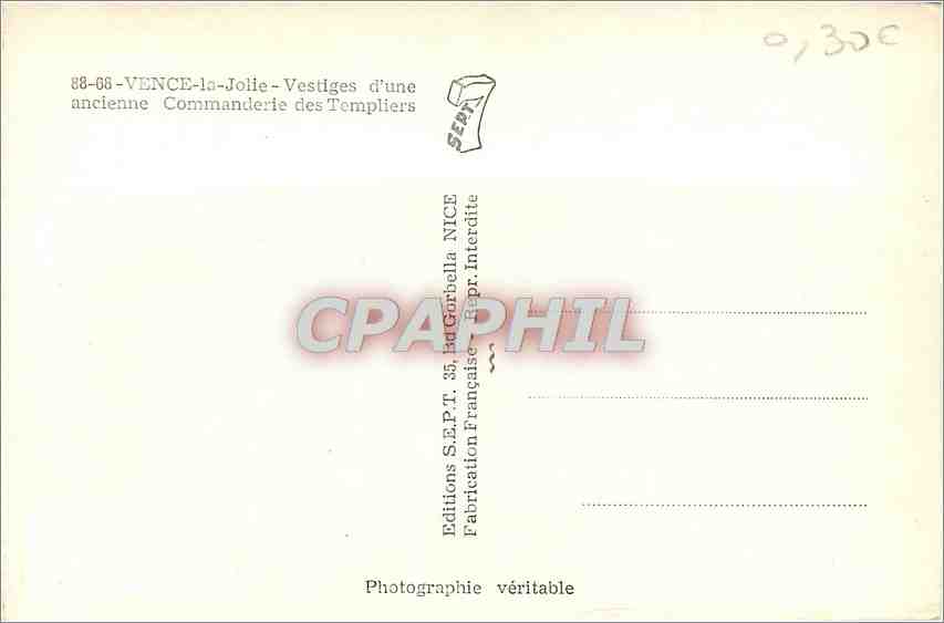 CPM Vence la Jolie Vestiges d'une ancienne Commanderte des Templiers  — Rückseite