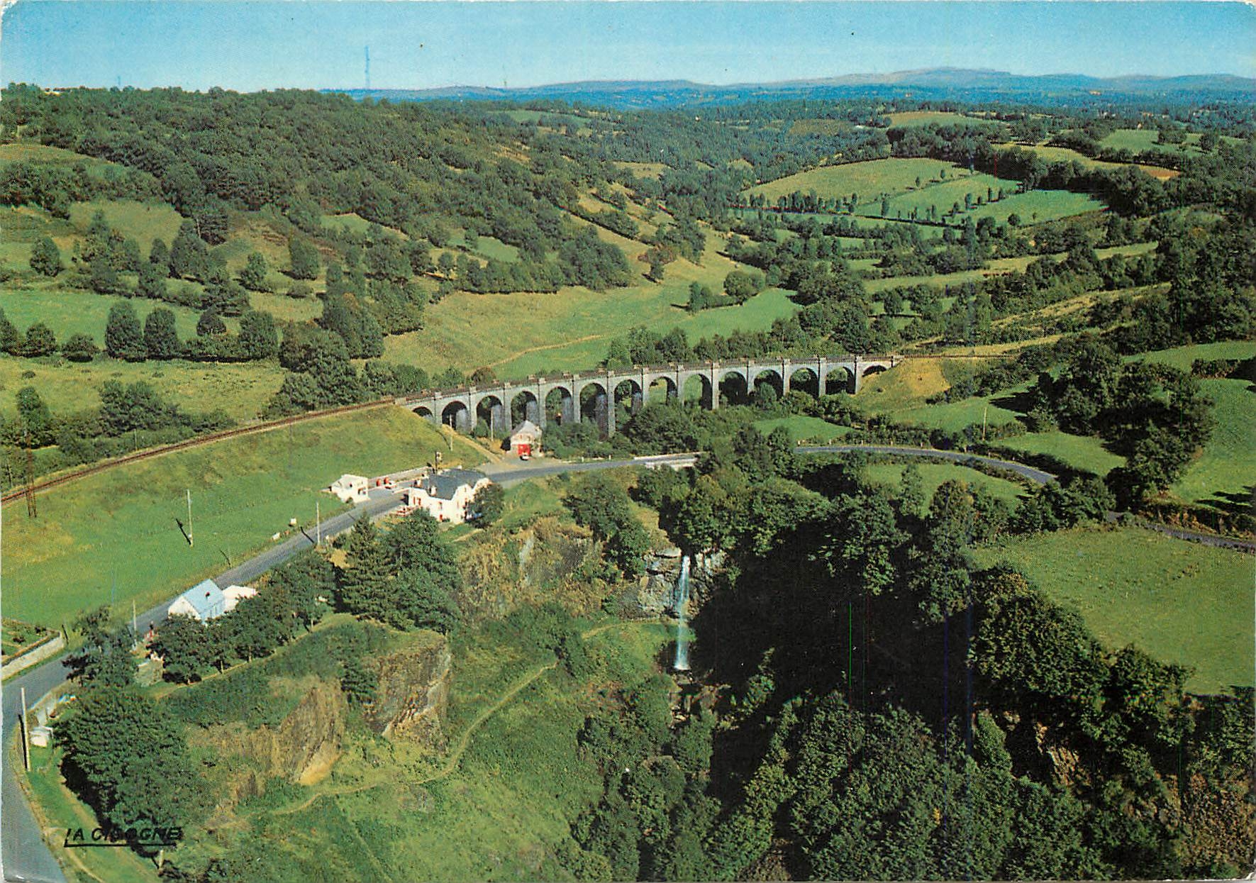 CPM Le Cantal Pittoresque Panorama sur les environs d'Aurillac Cascade de Salins 