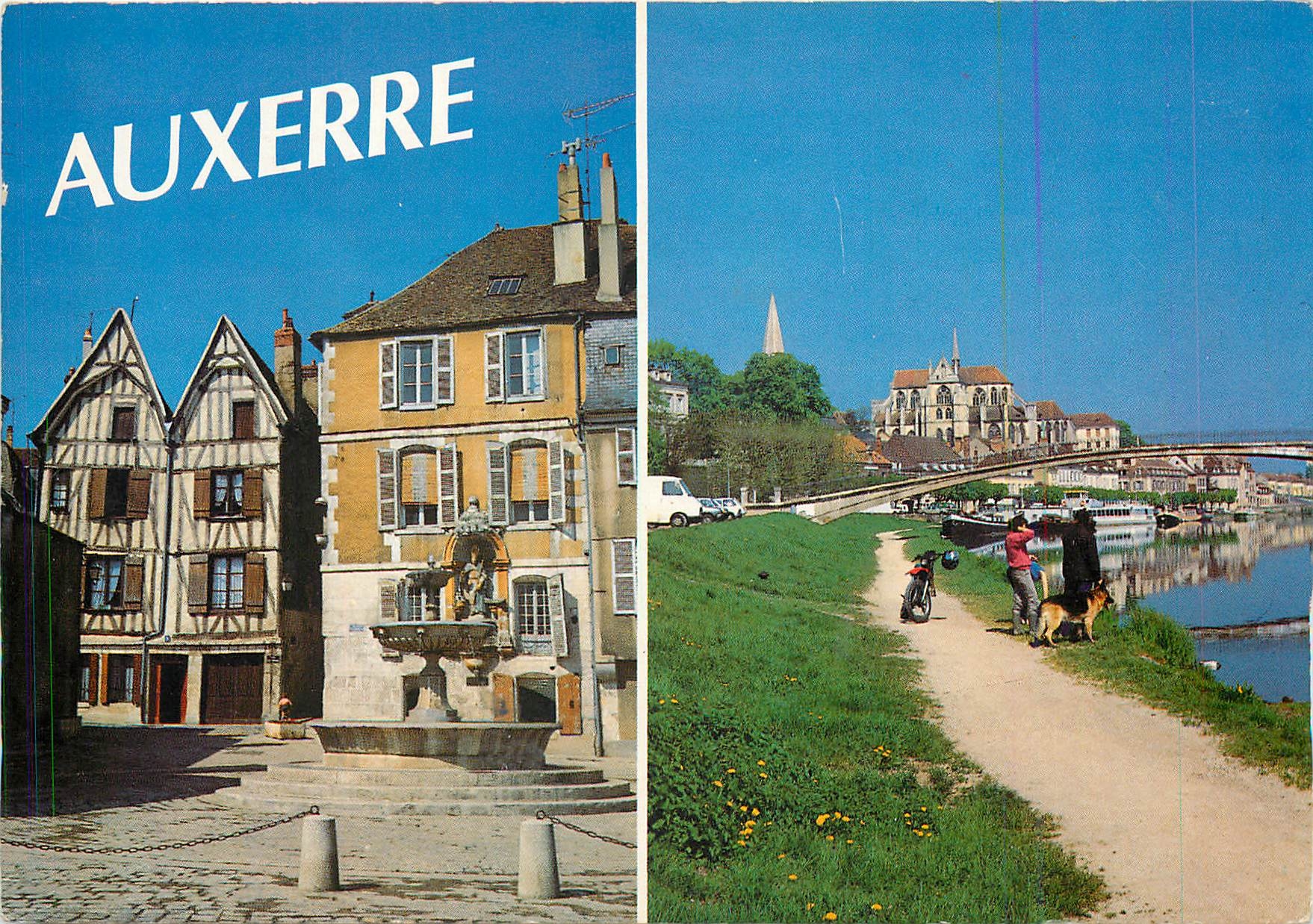 CPM Auxerre Yonne Place St Nicolas Patron des mariniers statue du grand eveque de Myre 