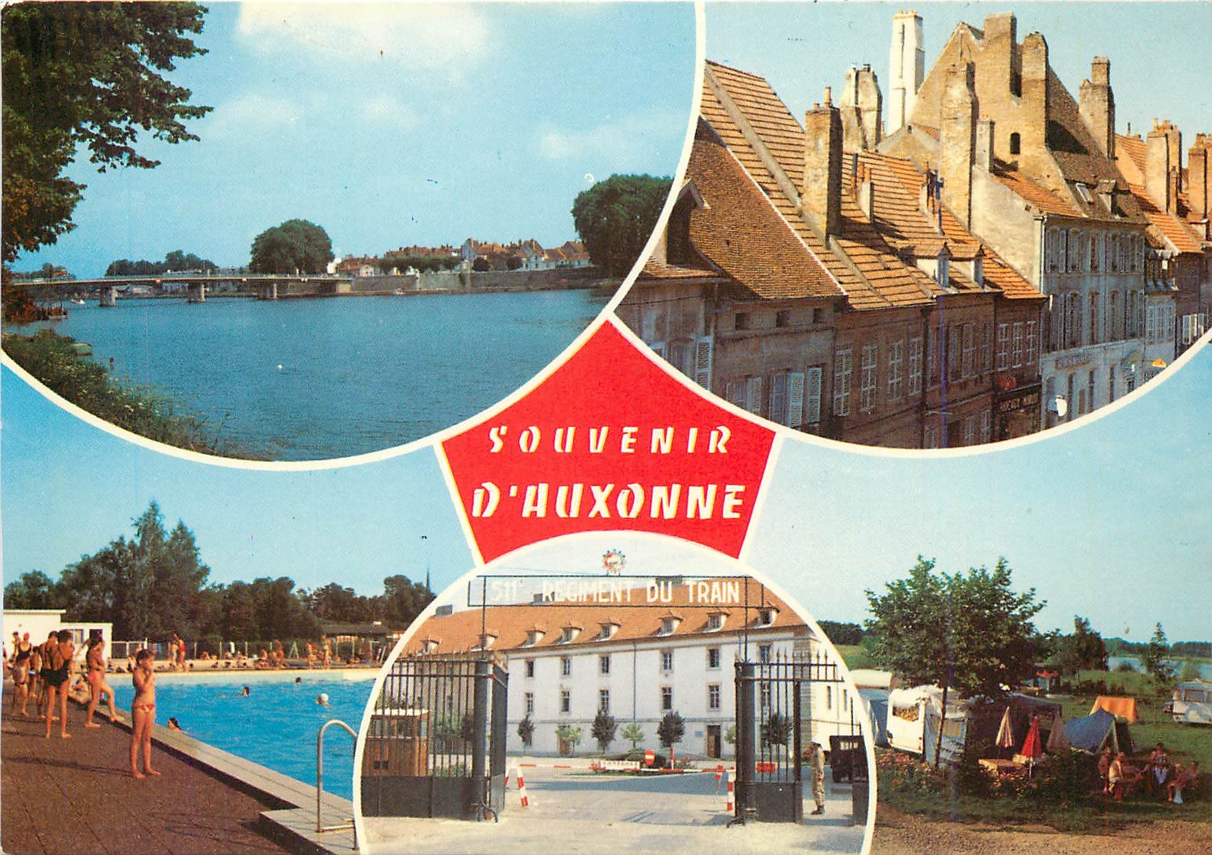 CPM Auxonne Le Pont de France Les Cheminees La Piscine Les Casernes Le Camping Amitie et Nature 