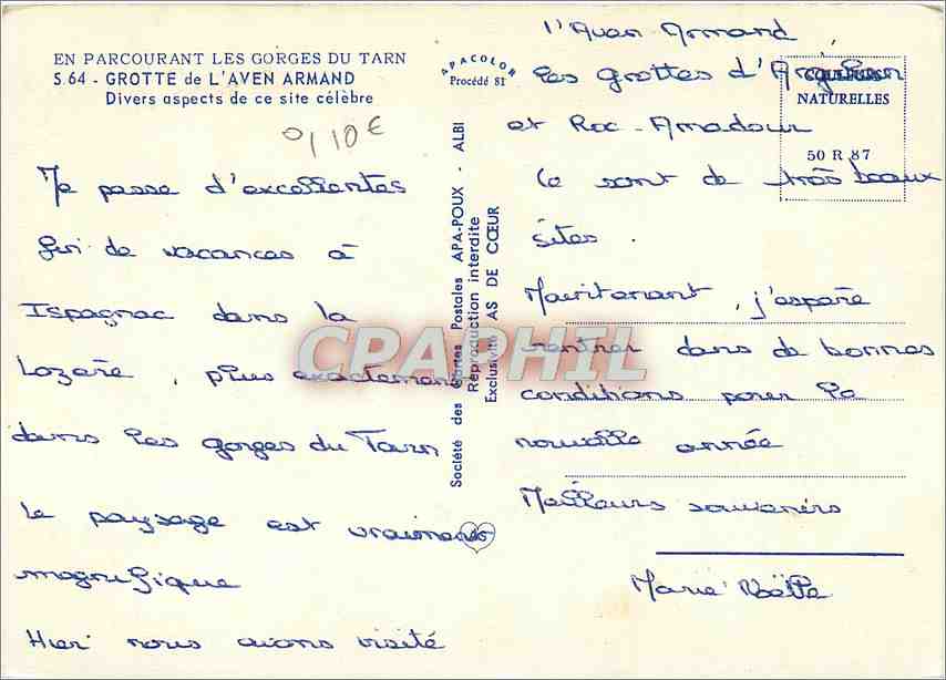 CPM En Parcourant les Gorges du Tarn Grotte de l'Aven Armand Divers aspects de ce site celebre  — Rückseite
