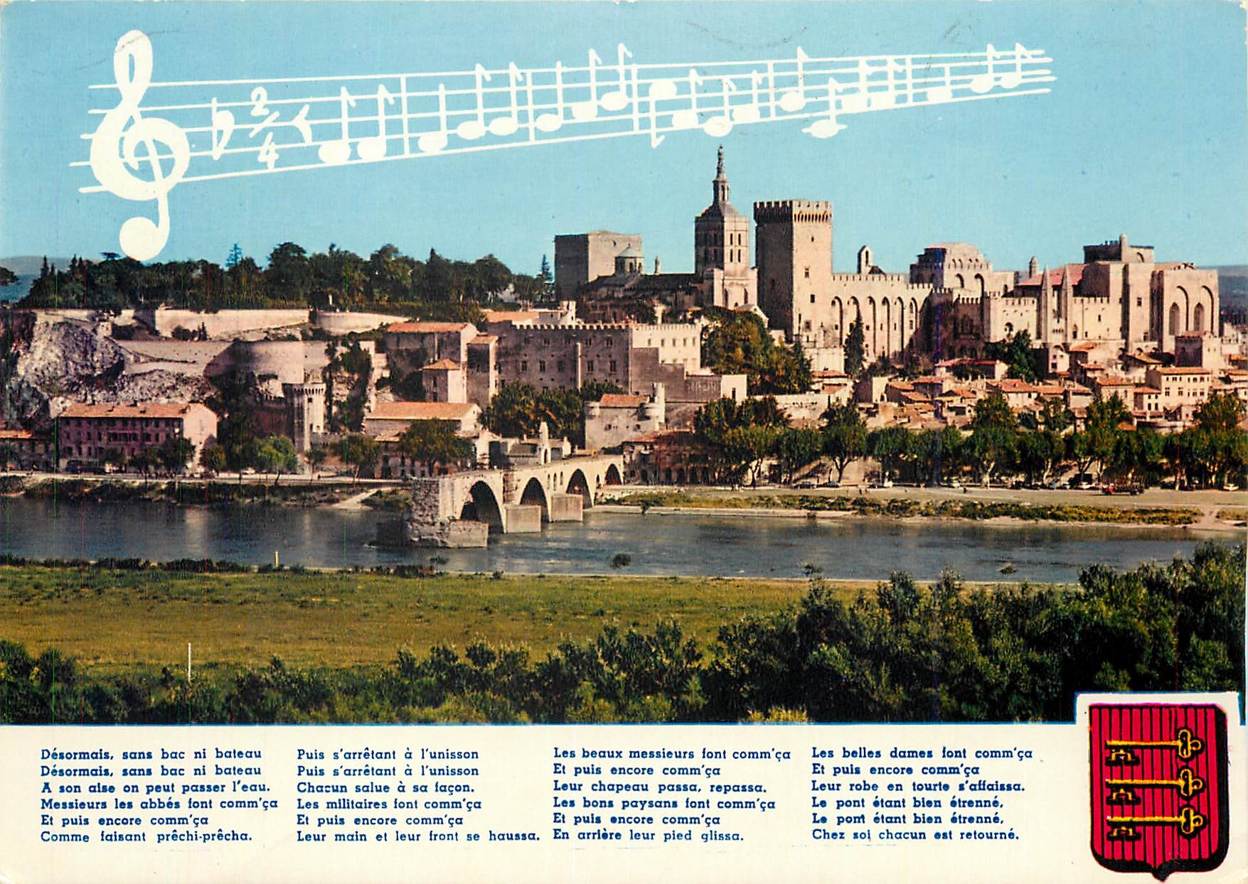 CPM Avignon Vaucluse Le Palais des Papes le Rocher des Doms le Rhone le Pont St Benezet et sa Chanso