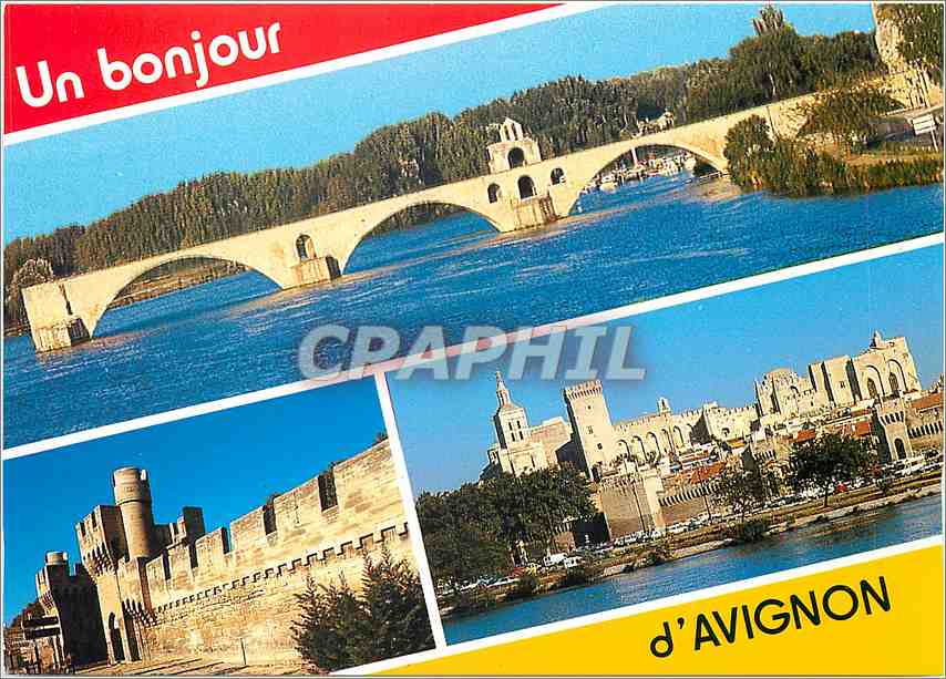 CPM Avignon Vaucluse Le pont St Benezet Les remparts Le Palais des Papes 
