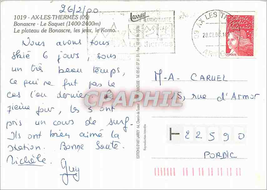 CPM Ax les Thermes Bonascre Le Saquet Le plateau de Bonascre les jeux le Komo  — Rückseite