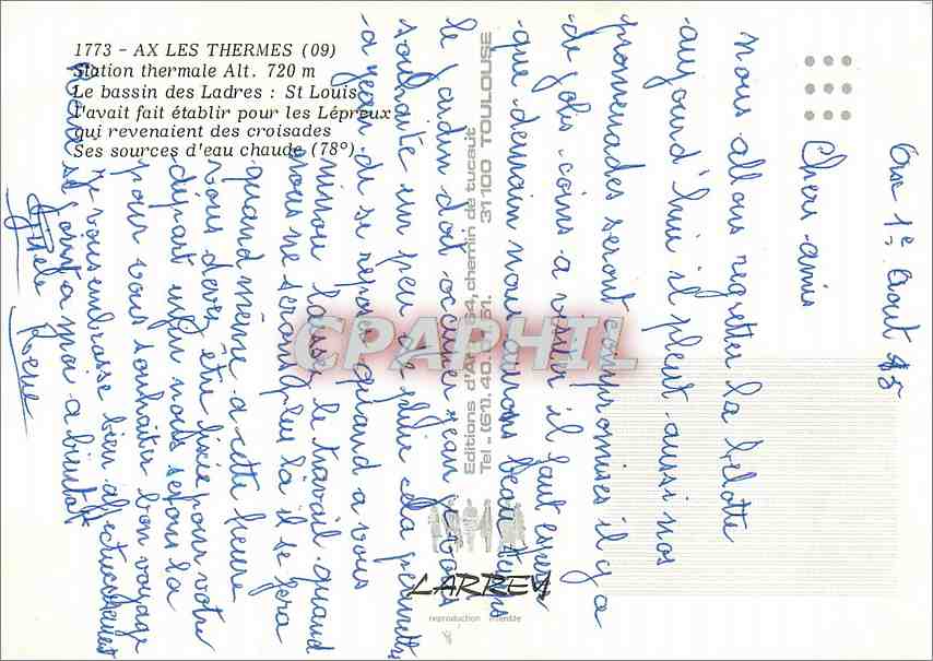 CPM Ax les Thermes Station Thermale Le bassin des Ladres St Louis  — Rückseite