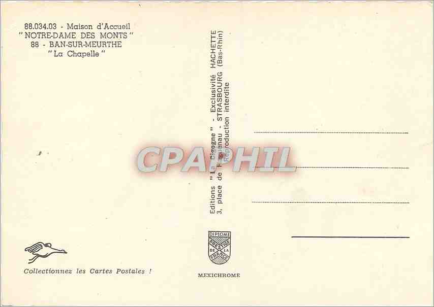 CPM Maison d'Accueil Notre Dame des Monts Ban sur Meurthe La Chapelle  — Verso
