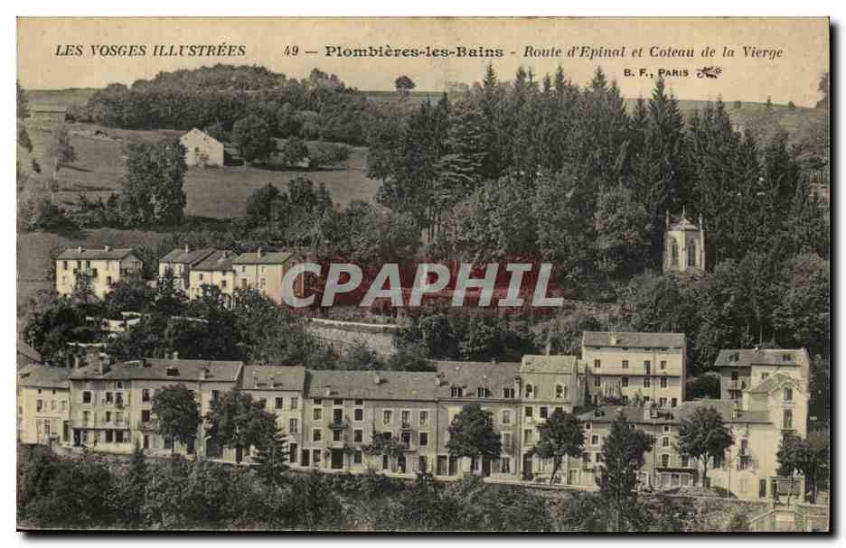 Vosges- Plombieres-les-Bains- Route d'Epinal et Coteau de la Vierge-CPA