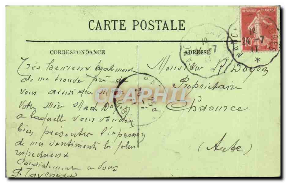 Vosges- Vittel- Hotel Continental vu du Parc -CPA — Rückseite