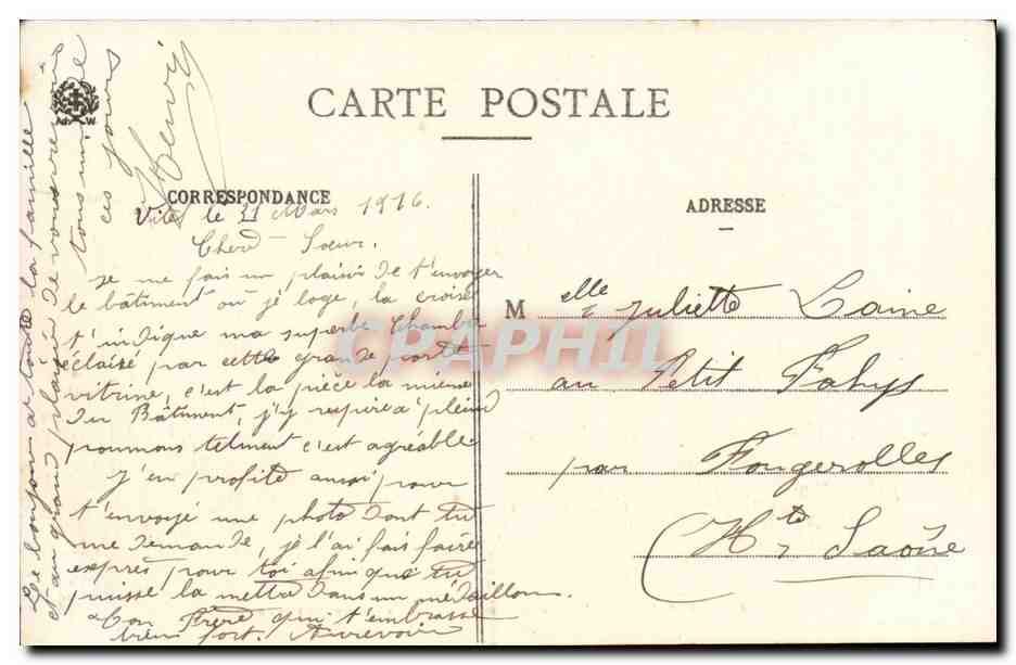 (Vosges) Vittel- Hotel Cenes- Hopital Militaire Pendant La Guerre 1974-1918-CPA — Verso