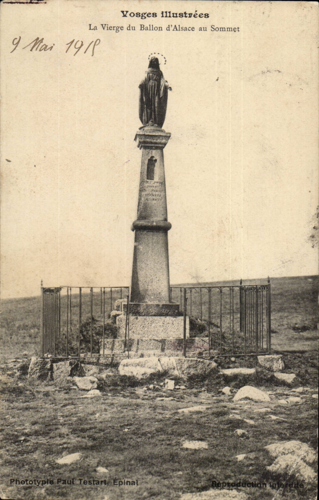 Vosges illustrees CPA La vierge du Ballon d'Alsace au sommet